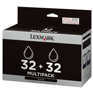 Original Lexmark 0080D2956 / NO32HC Tinte Black (2 Stck)