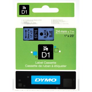 Dymo 53716 / S0720960 Standard-D1-Band 24mm schwarz auf blau